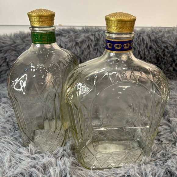 Crown Royal Empty Whiskey Bottles Lot of 2 750mL Canadian Glass DIY Decor - Picture 6 of 7